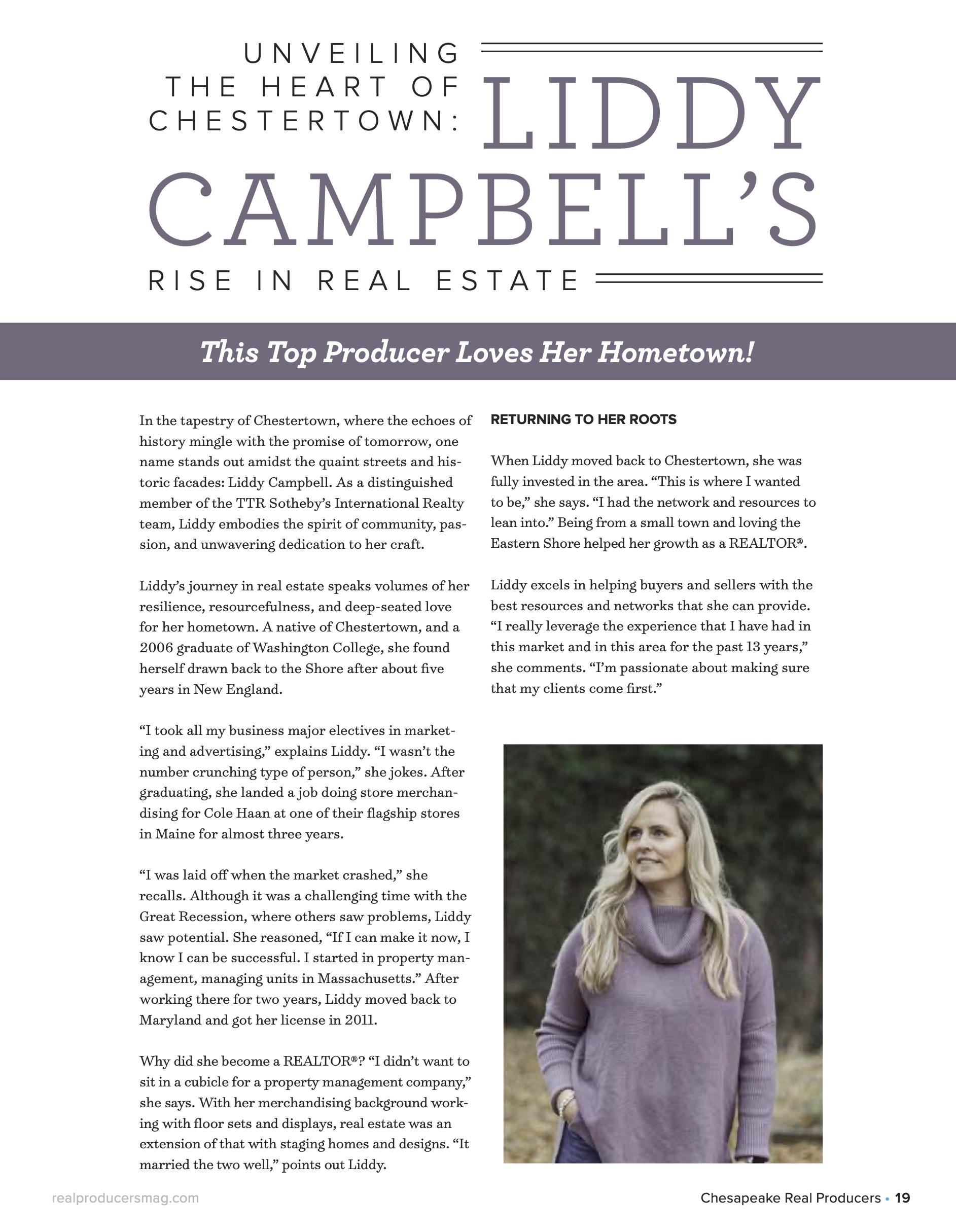 Chesapeak Real Producers Liddy Campbell Article 1